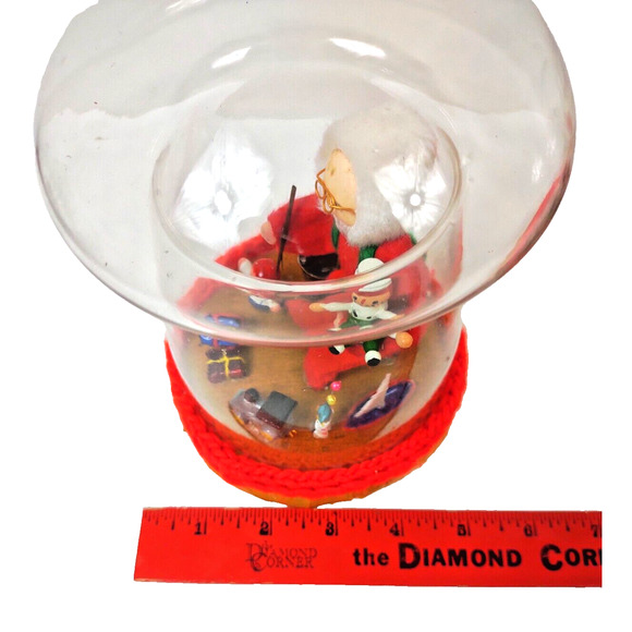 Caffco Christmas Santa Elf Diorama Under Mushroom Glass Terrarium VTG Set Of 2 - Picture 7 of 12